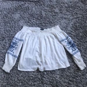 Embroidered American Eagle off the shoulder top